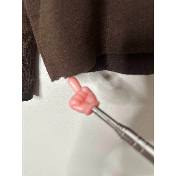 Vintage Andreno Argenti Golf Sweater Embroidered V Neck Brown Womens Size Large - Picture 3 of 8